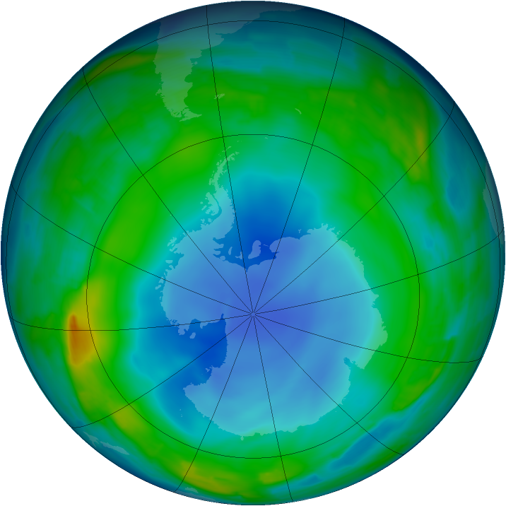 Antarctic ozone map for 04 July 2013